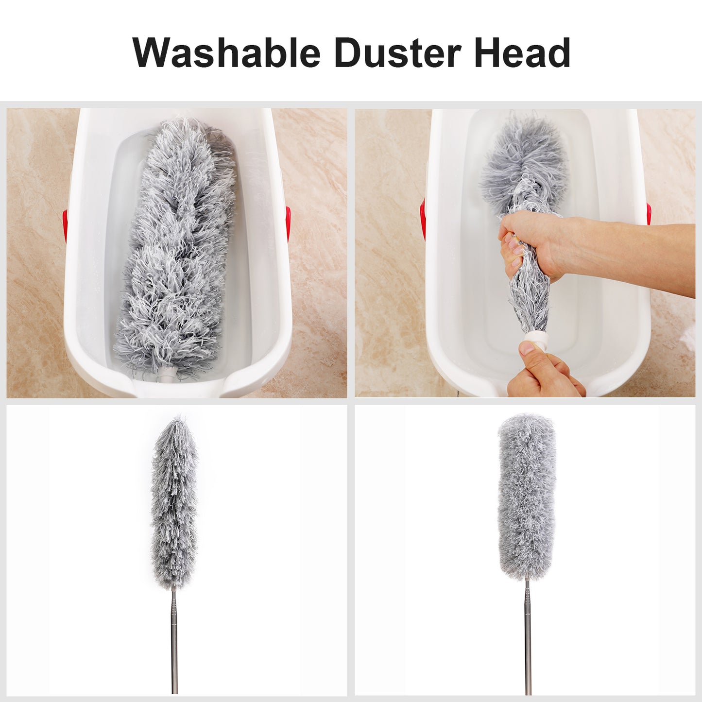 Eyliden Microfiber Duster, 85" Telescoping Stainless Steel Handle, Scratch-Resistant Top, Bendable Dusters Head, Clean for Fans, Blinds, Furniture, Shutters, Cars-top and More
