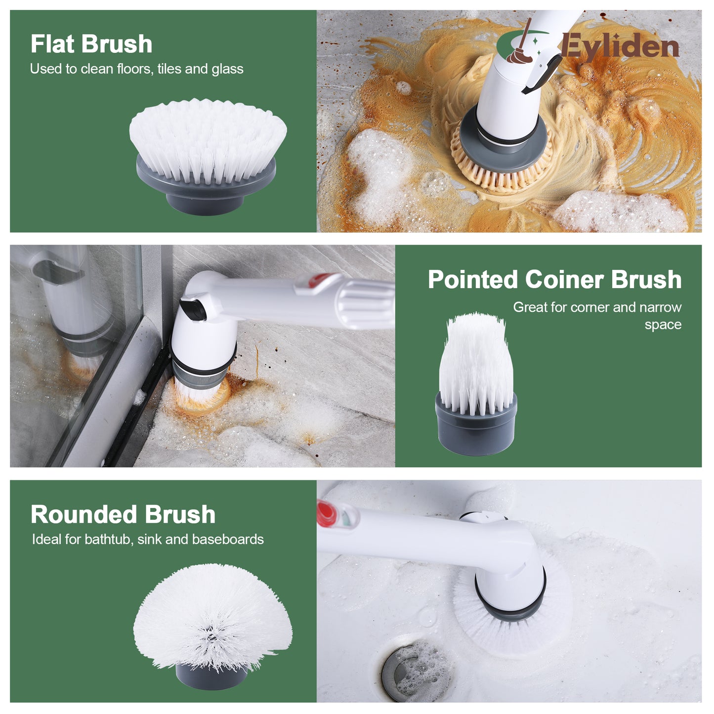 Eyliden Electric Scrubber for Bathroom Tub Cleaning