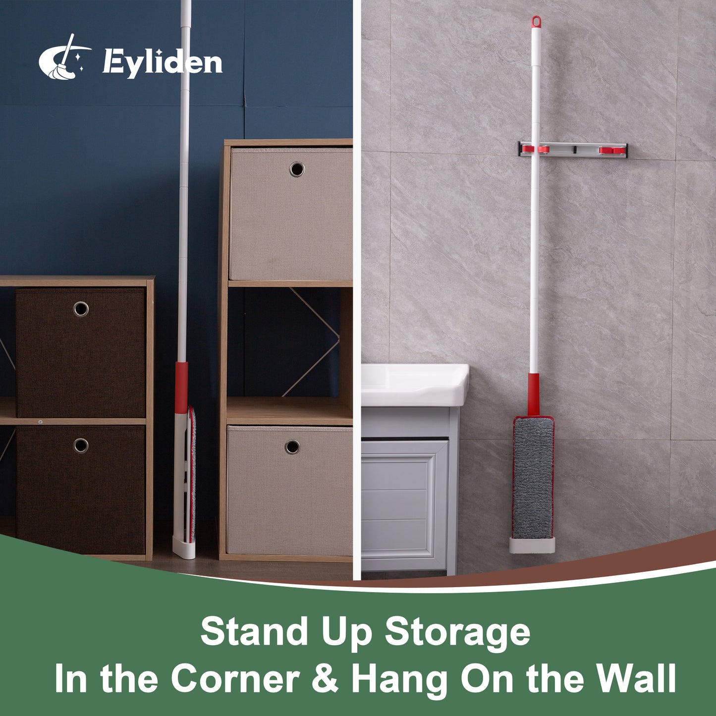 Eyliden Collapsible Mop and Bucket Set with Wringer, Flat Mop and Bucket System, Wall Mop Cleaning Bucket for Outdoor Mop, Compact Mops for Floor, Car Cleaning with Washable Microfiber Pad