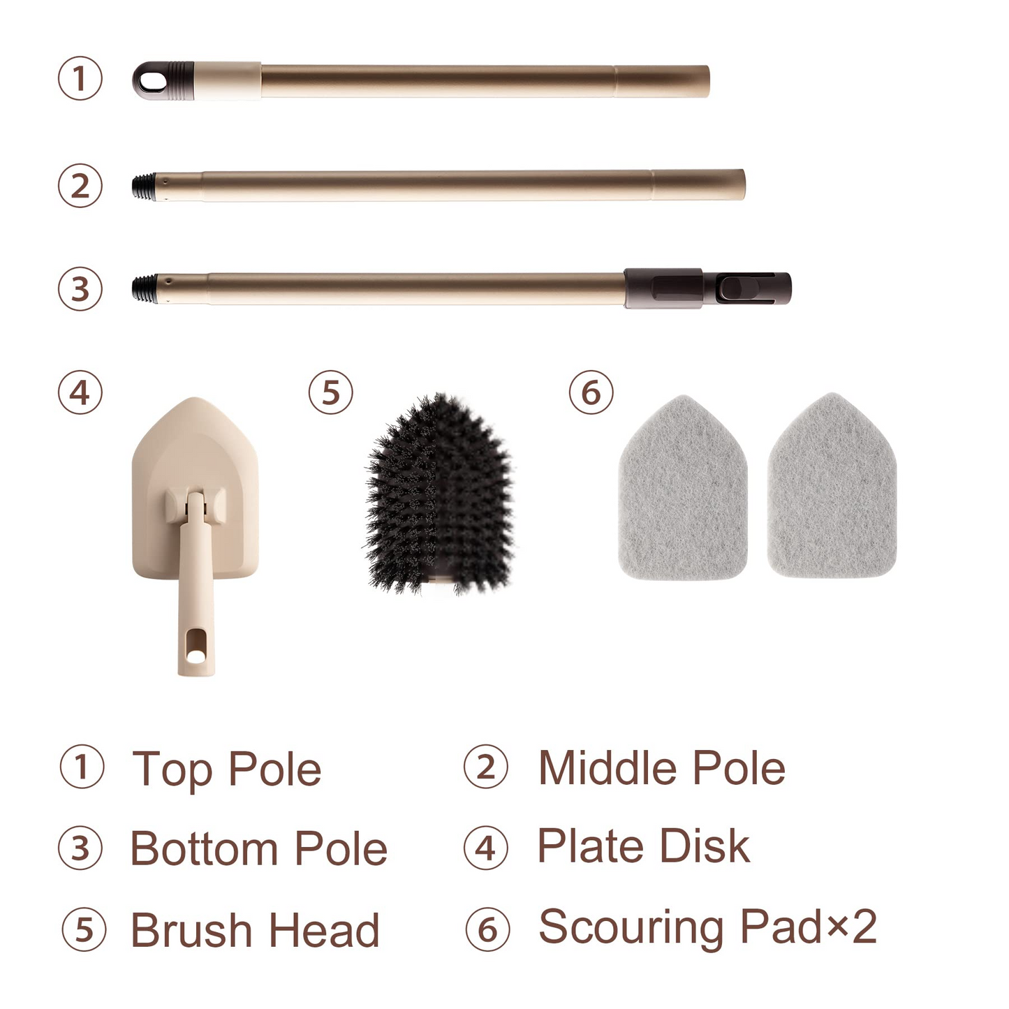 Eyliden Tub Scrubber Brush with Long Handle, 2 in 1 Tub and Tile Cleaning Brush - 2 Scouring Pads, 1 Brush Head - No Scratch Cleaner Scrub Brushes for Bath Kitchen Toilet Wall Sink