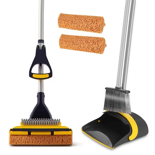 Eyliden Sponge Mop & Broom and Dustpan Cleaning Set