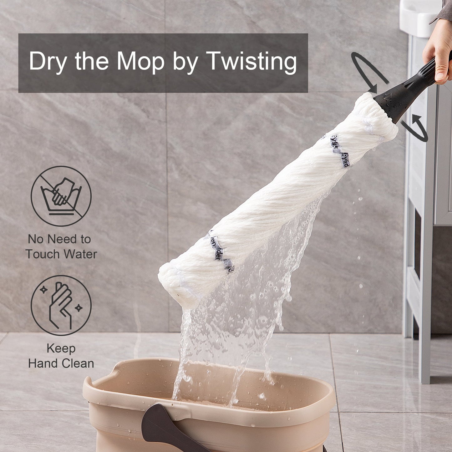 Eyliden Twist Mop Dust Mops Washing Mop with 2 Removable Twist Heads