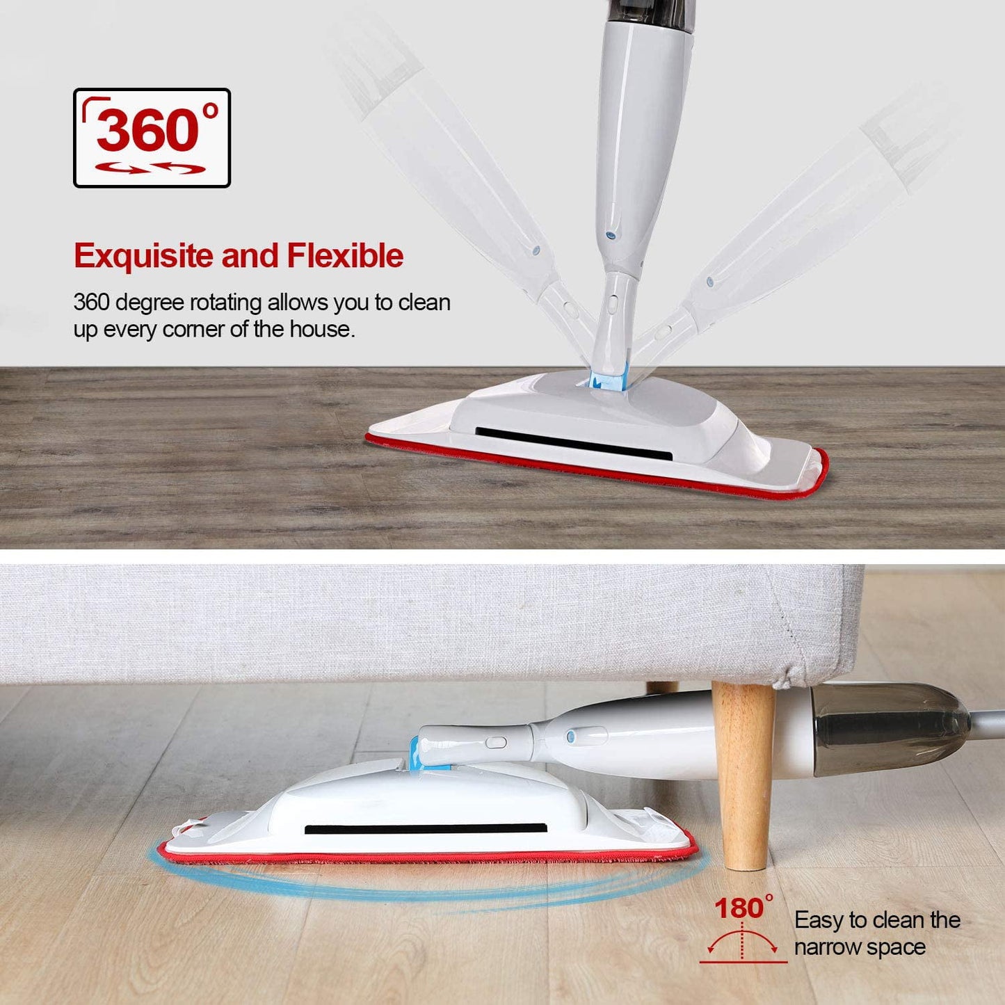 Eyliden Multifunctional Spray Mop & Sweeper Kit with 4 Microfiber Mop Pads,Dust Mops for Hardwood Laminate Tiles Wood Ceramic Floor Cleaning Wet and Dry