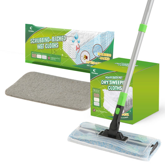 Eyliden Wet and Dry Scrubber Mop Deluxe Kit – Includes 25 Pads