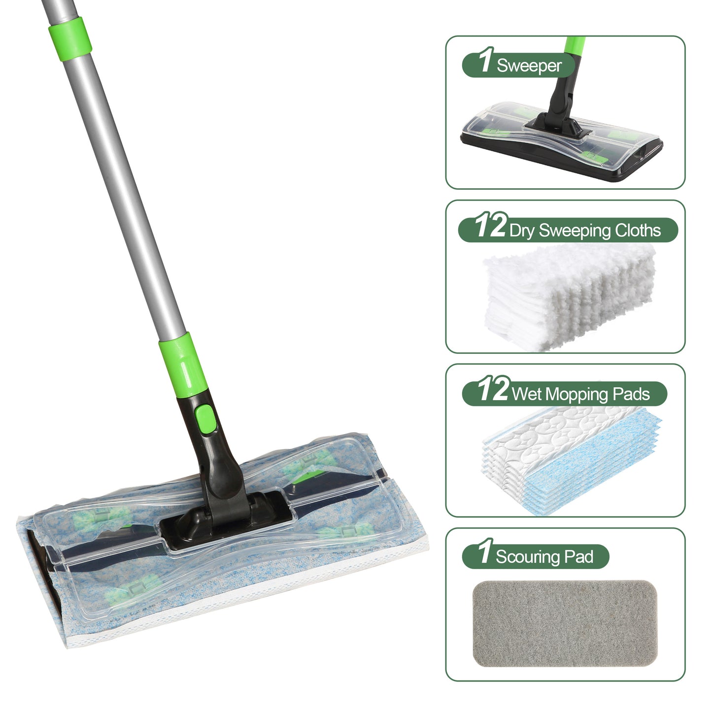 Eyliden Wet and Dry Scrubber Mop Deluxe Kit – Includes 25 Pads
