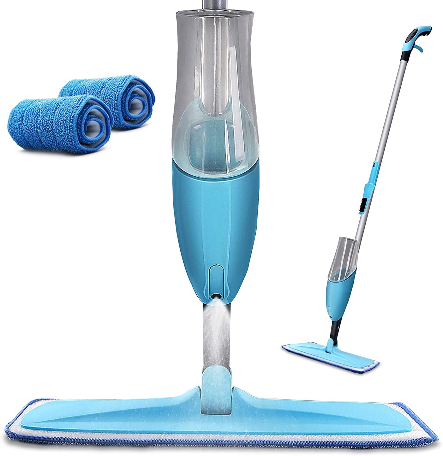 Eyliden Microfiber Spray Mop , 2 Washable Mop Pad for Home Kitchen Floor Cleaning Wet and Dry Easy Wring 600ml (Blue)