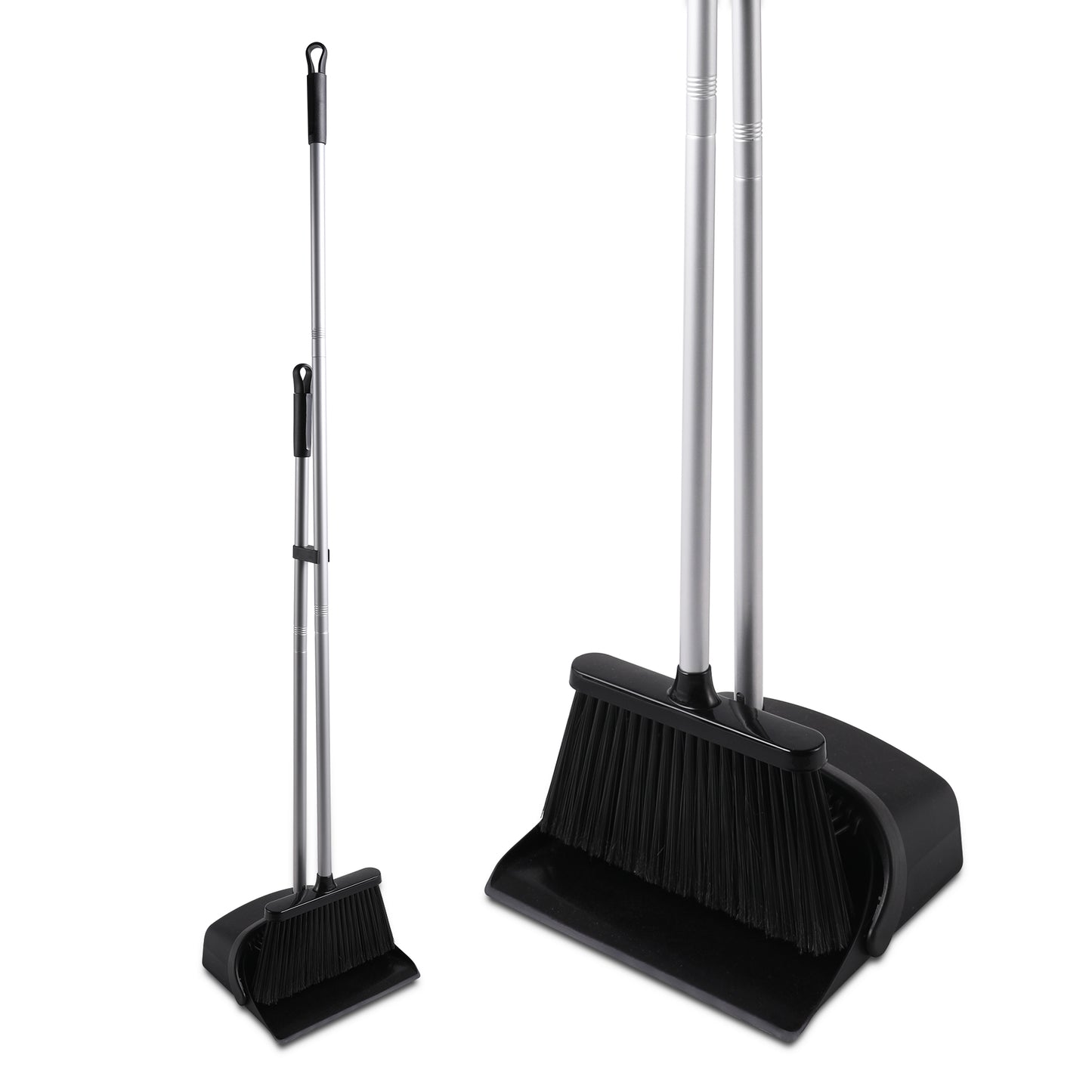 Household Broom And Dustpan Set, Upright Standing Broom And Dustpan Combo  For Office, Home, Kitchen, Lobby Indoor Floor Cleaning