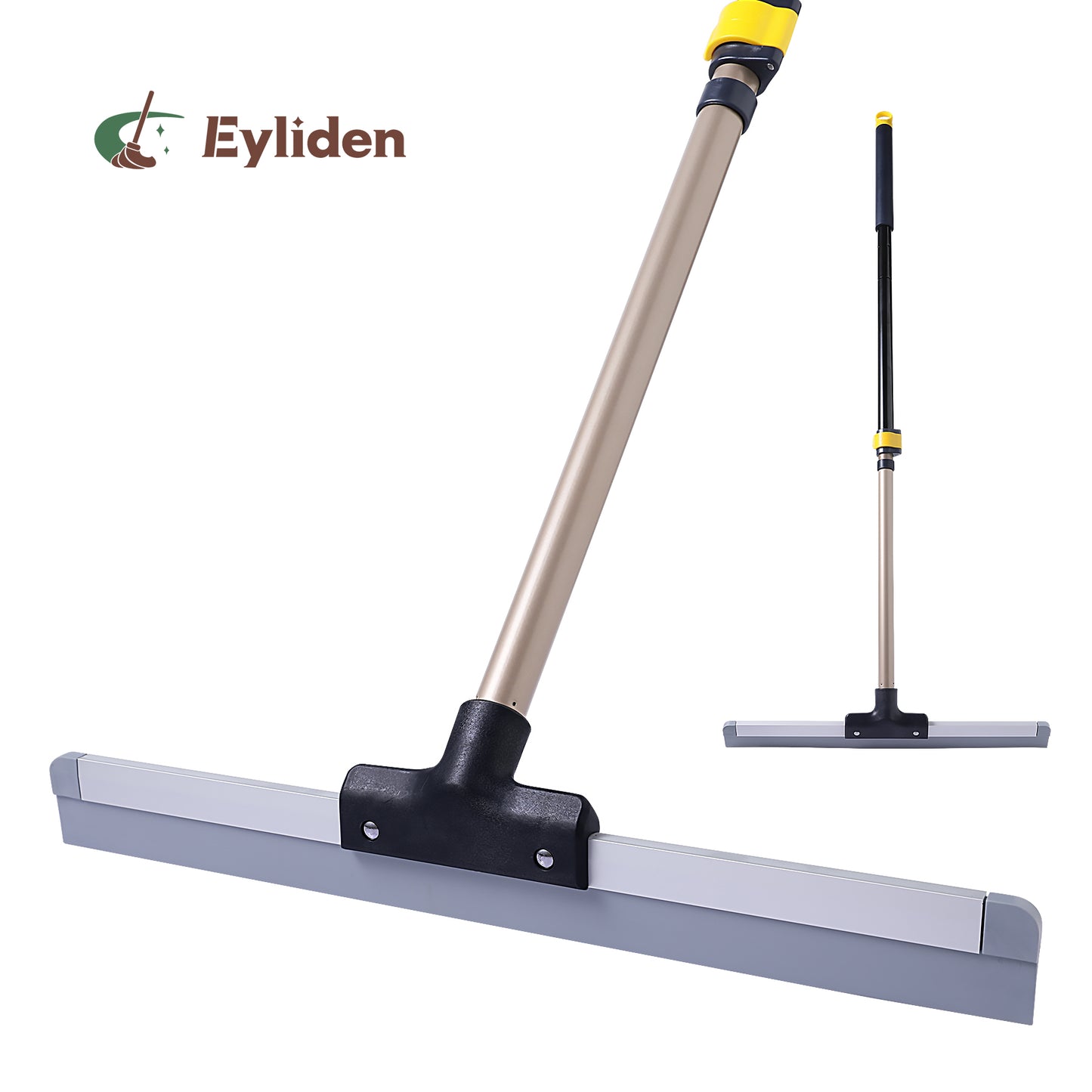 Eyliden Floor Squeegee Scrubber Broom,Telescopic Rod,55in