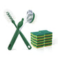 Eyliden Kitchen Cleaning Tool Set, 3-Pack Scrub Brush Kit with Sponges