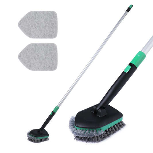 Eyliden Tub Tile Scrubber Brush with 58" Telescopic Handle, 2 in 1 Cleaning Brush for No Scratch Scrubber Brushes for Bathroom Kitchen Toilet Wall Tub Tile Sink