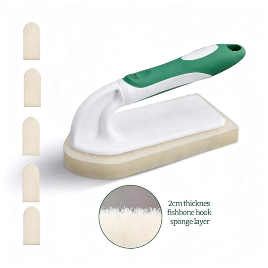 Eyliden Kitchen Scrub Sponge Brush with Handle, 5 Refills, Green Bathtub Scrubber