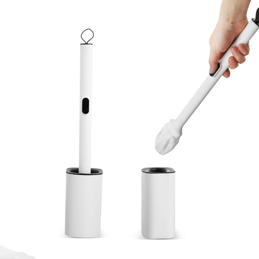 Eyliden Disposable Toilet Brush and Holder Set with 30PCS Dry Wipes, White