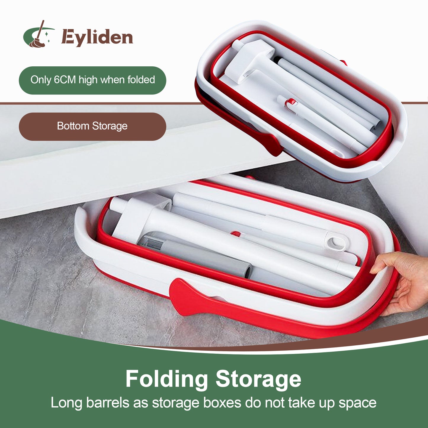 Eyliden Flat Mop & Collapsible Bucket Set for Hardwood Ceramic Marble Tile Laminate Home Kitchen Floor Cleaning