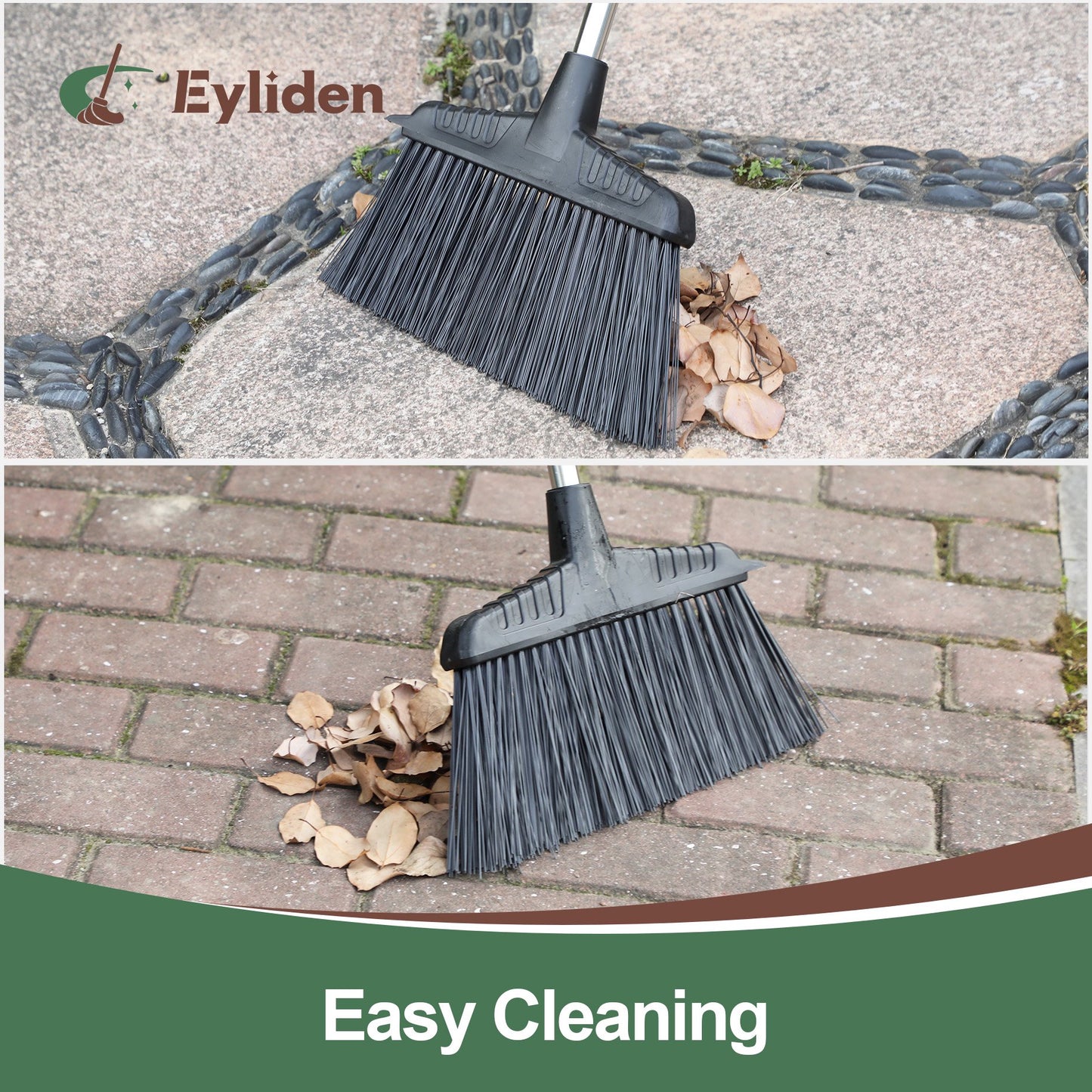 Eyliden Heavy-Duty Broom, Sweeping for Outdoor and Indoor, 58.7in, Black