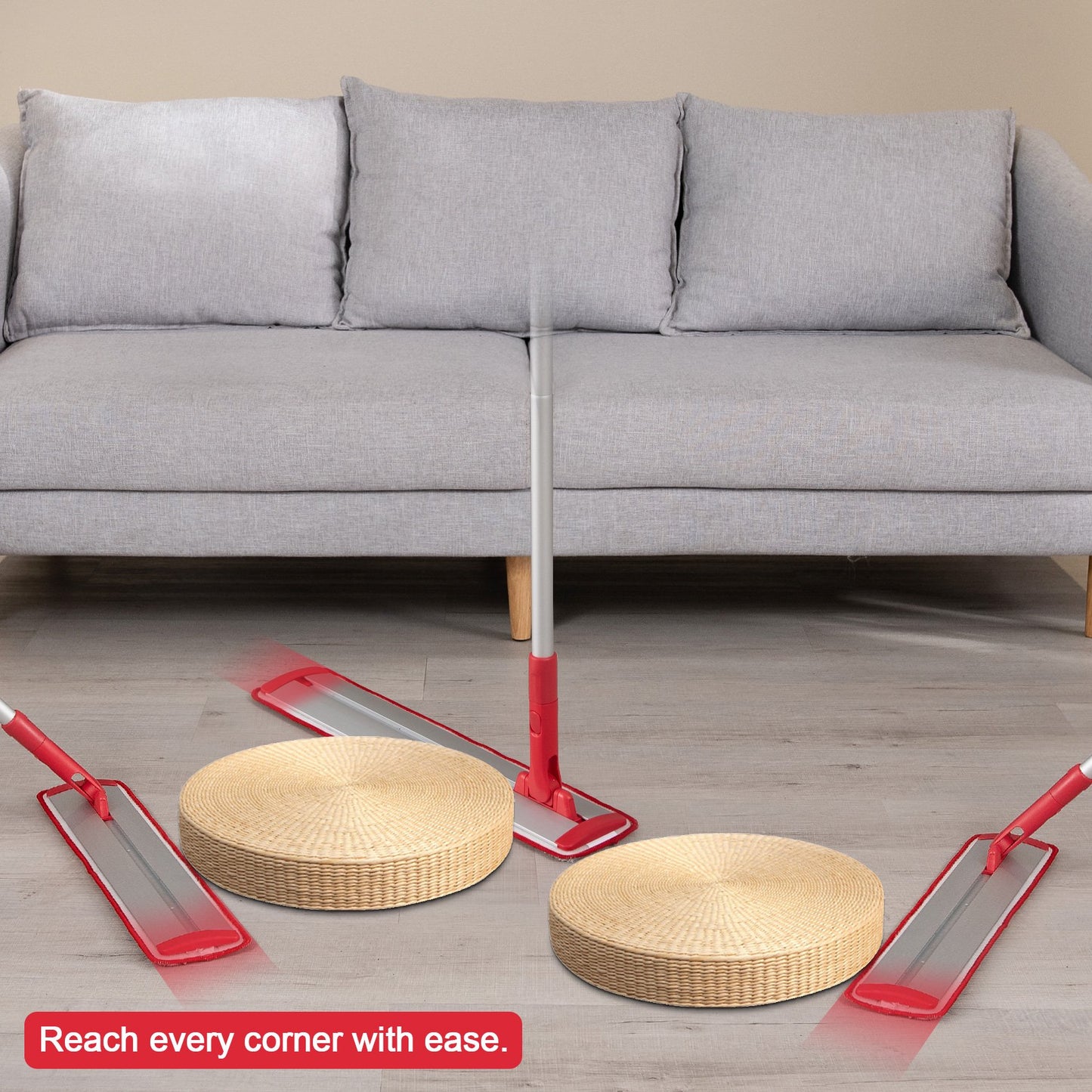 Microfiber Heavy Duty Dust Mop for Floor Cleaning with Extendable Long Handle Laminate Hardwood Tile Dry Wet Flat Mop with 2 Washable Replacement Pads