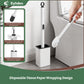 Eyliden Disposable Toilet Brush and Holder Set with 30PCS Dry Wipes, White