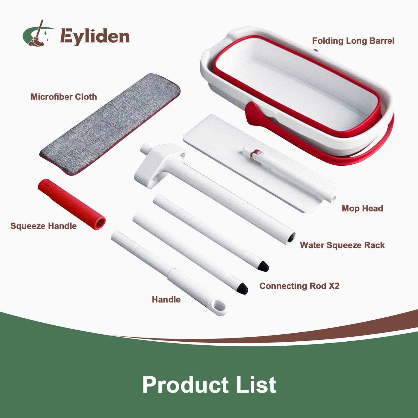 Eyliden Flat Mop & Collapsible Bucket Set for Hardwood Ceramic Marble Tile Laminate Home Kitchen Floor Cleaning