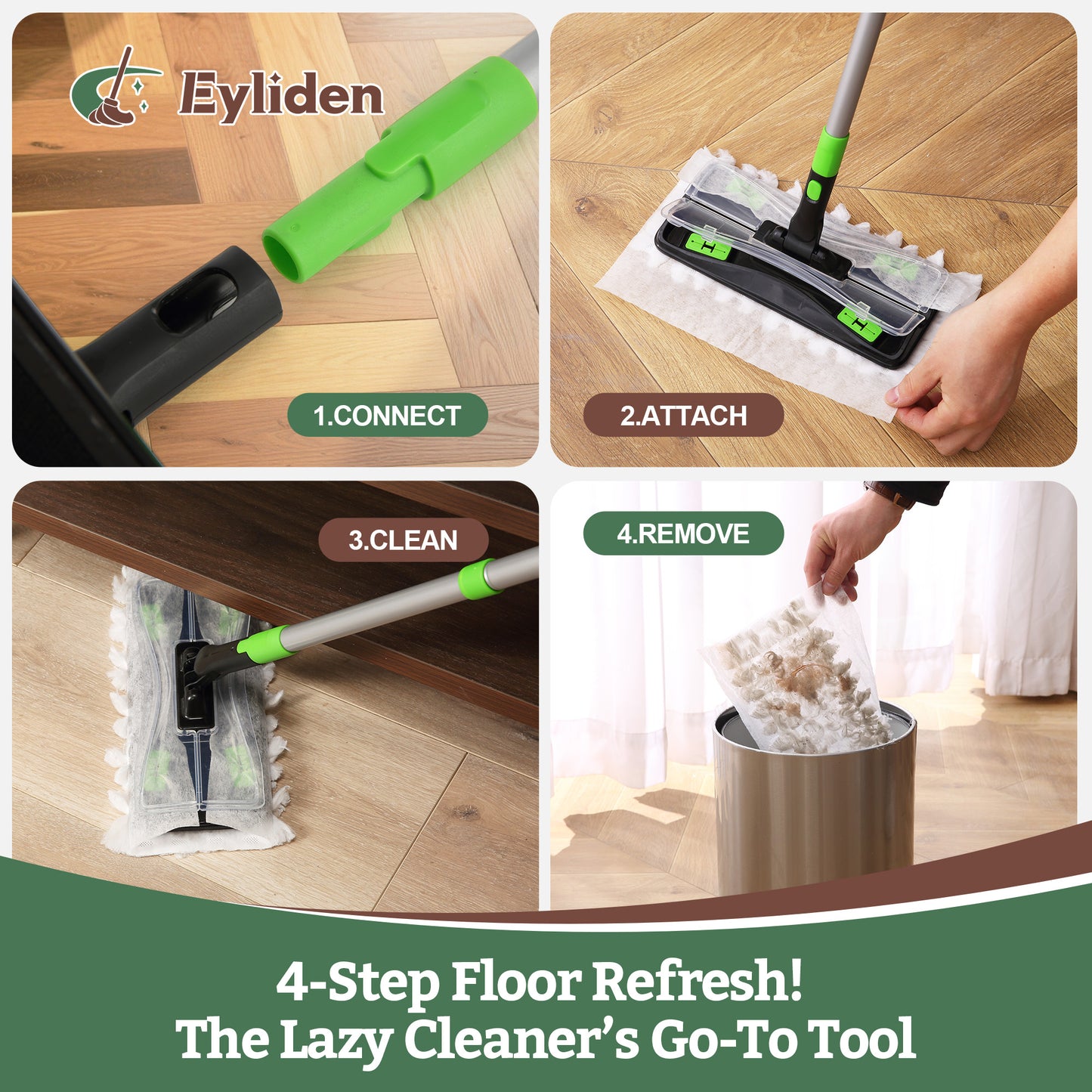 Eyliden Wet and Dry Scrubber Mop Deluxe Kit – Includes 25 Pads