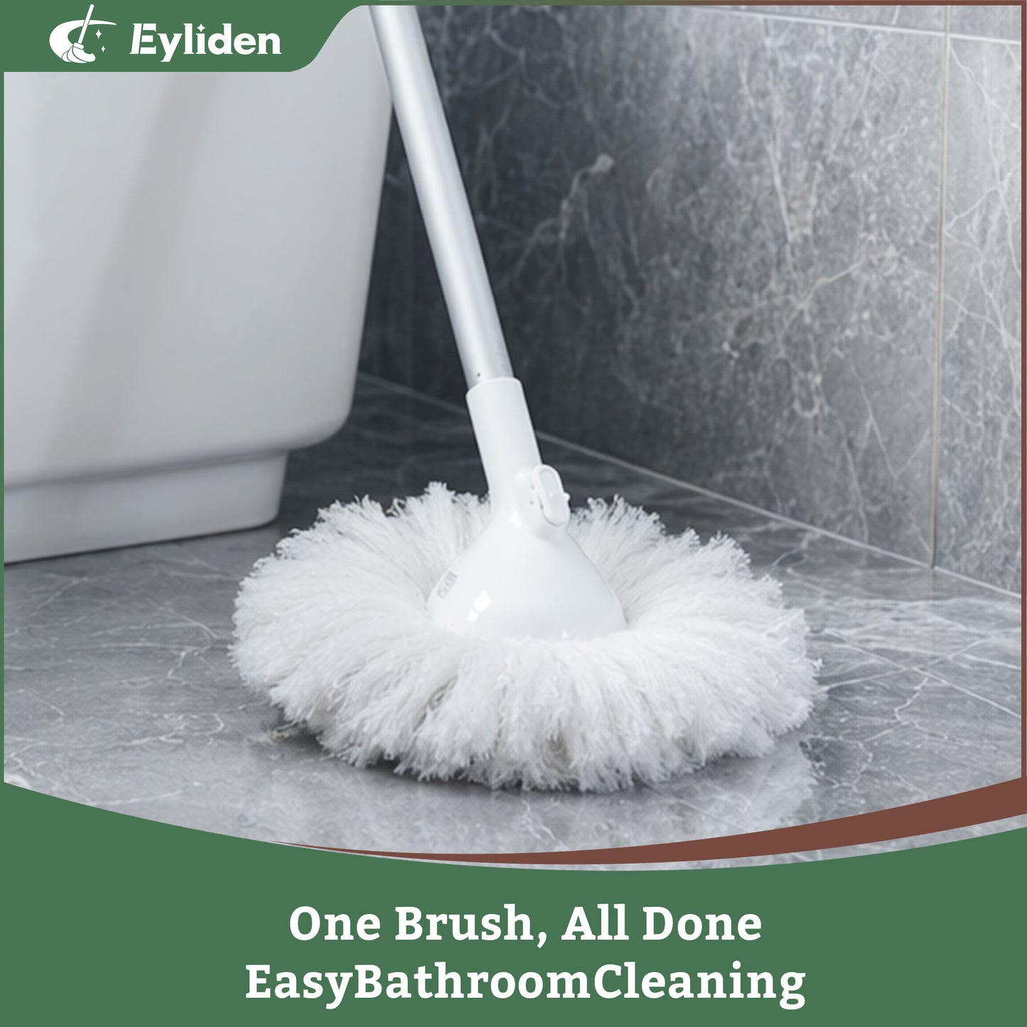 Eyliden 50in Bathtub Brush with 2 Heads, Soft Bristle Scrubber for Tubs & Sinks, White