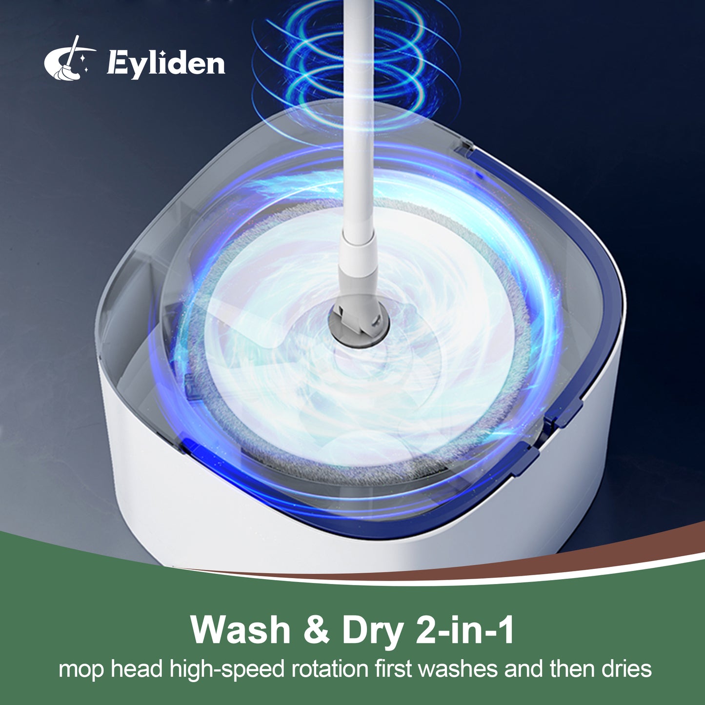 Eyliden Cordless Electric Spin Mop and Bucket System with Pedal, Hard Floor Powered Mop, Separate Clean and Dirty water, 4 Mop Pads