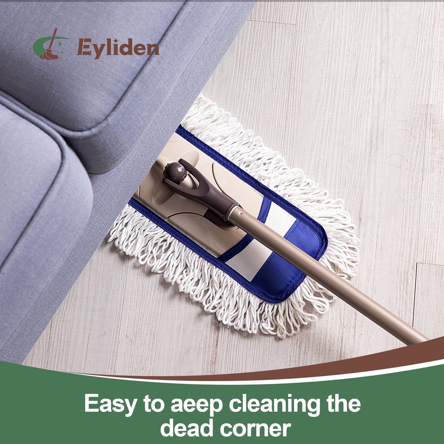 Eyliden Microfiber Dust Mops for Hardwood Floors Wet & Dry Cleaning, Sweeper with Total 2 Mop Pads