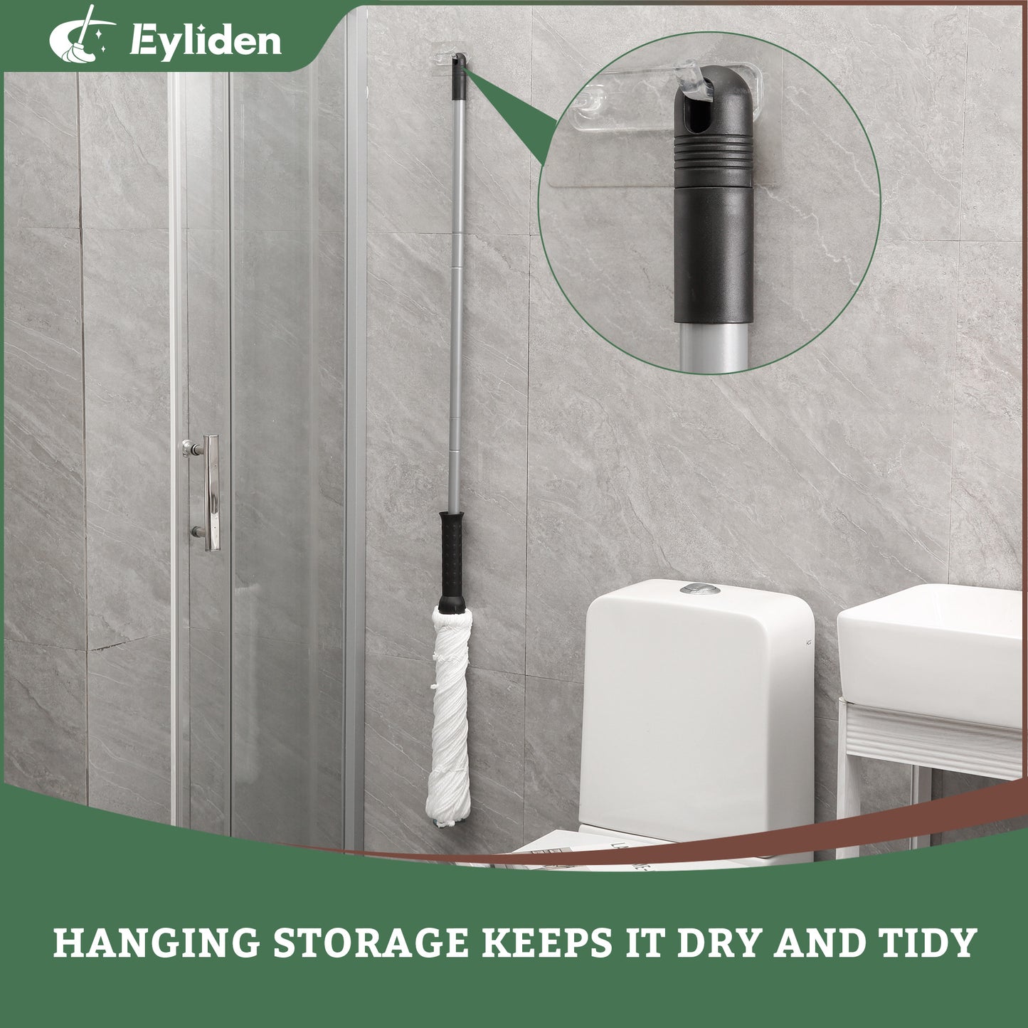 Eyliden Mop for Floor Cleaning Wet Dry Mopping Easy to Use with Extra 2 Washable Replacement Mop Heads Reusable Dust Mops Perfect Cleaner for Hardwood, Tile, Laminate,Kitchen