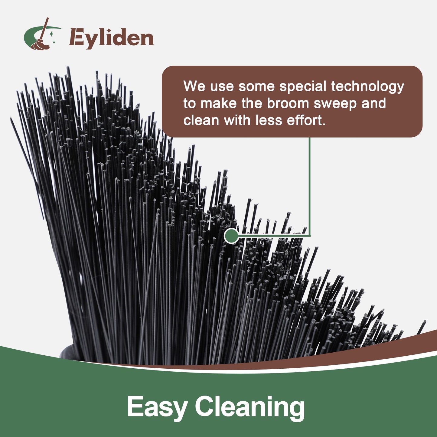 Eyliden Heavy-Duty Broom, Sweeping for Outdoor and Indoor, 58.7in, Black