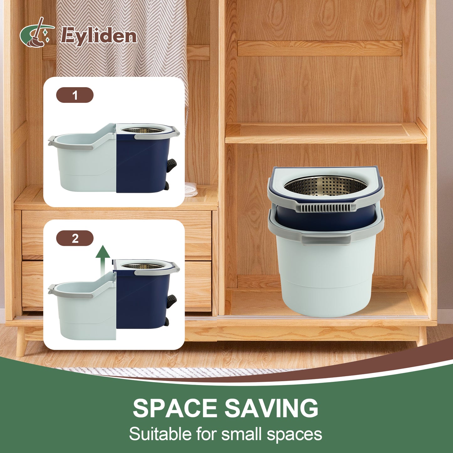 Eyliden Spin Mop and Bucket Set with Foot Pedal Wringer and 3 Pads for Hardwood & Tile Floors