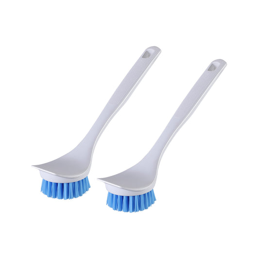 Eyliden Pot and Pan Cleaning Brush, 2-Pack Kitchen Scrub Brush with Non-Slip Handle, Dish Brush for Pot Pan Cast Iron Skillet Dishes Cleaning, Sink Bathroom Brushes（Blue）