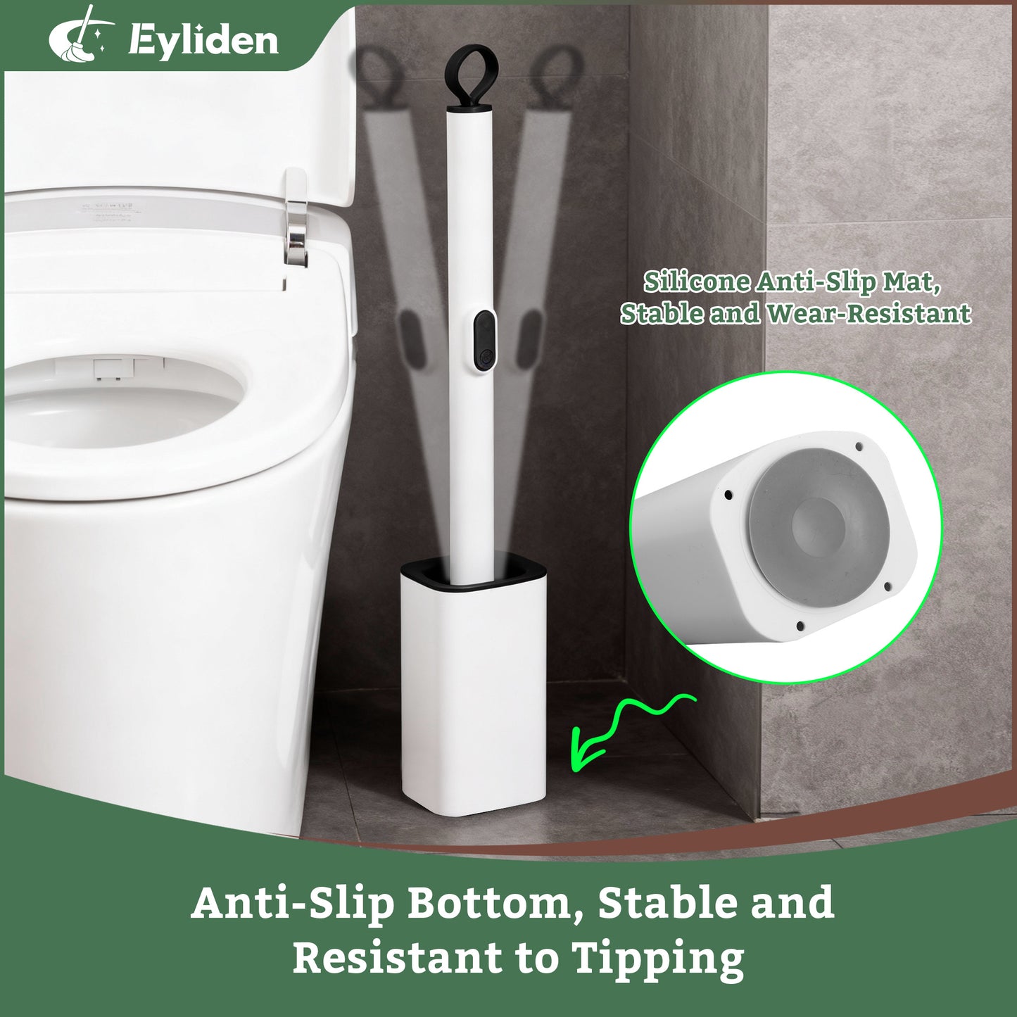 Eyliden Disposable Toilet Brush and Holder Set with 30PCS Dry Wipes, White