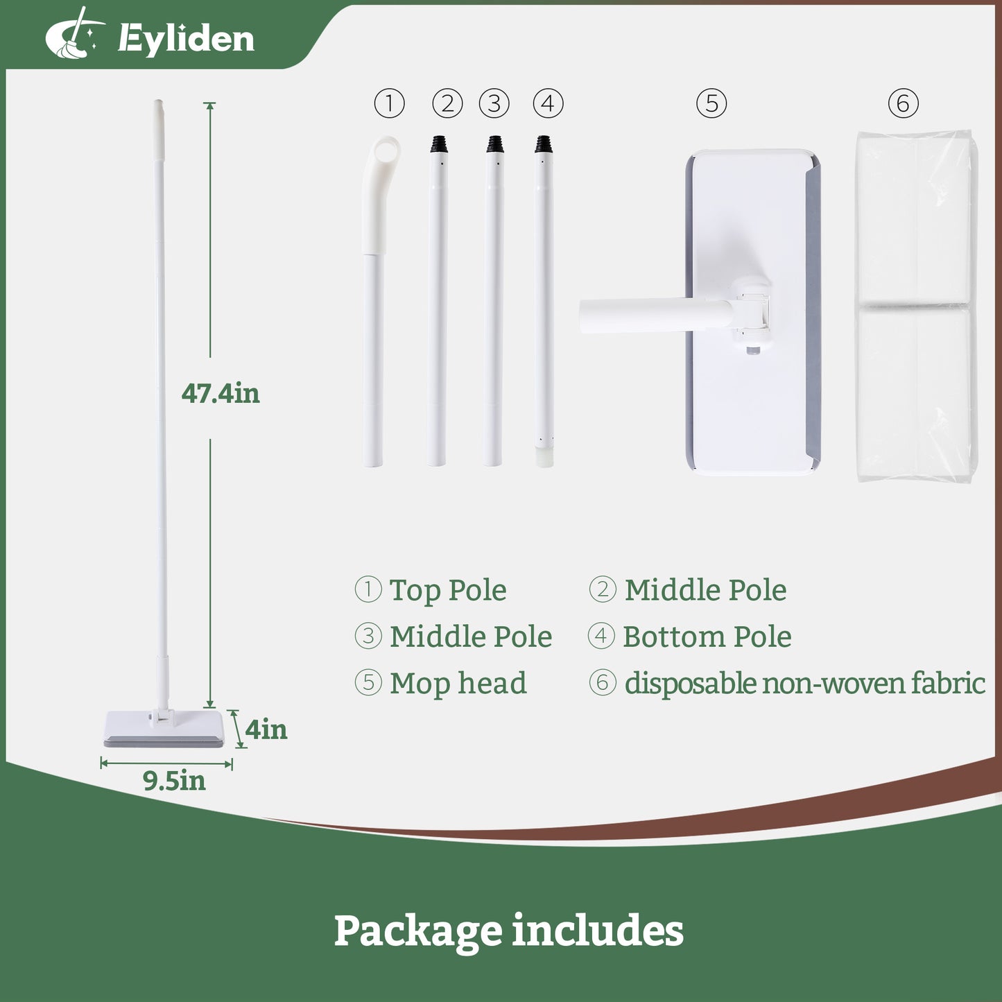 Eyliden Dust Mop with 10 Disposable Refills