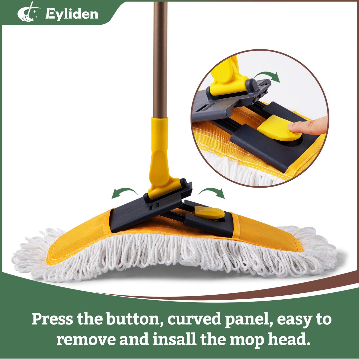 Eyliden Dust Mop Microfiber Floor Mop 57 Inch Telescopic with Total 3 Mop Pads Wet & Dry Floor Cleaning