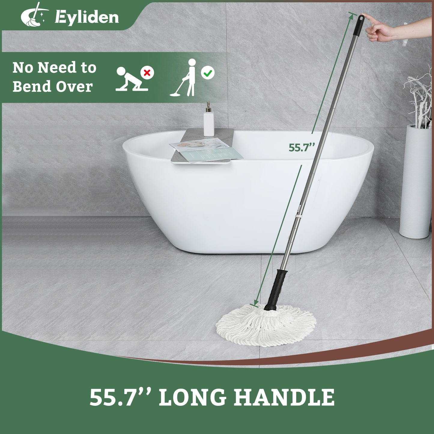 Eyliden Microfiber Replacement Refill Cotton & Microfiber Mop Pad Cloth Heads, 14in