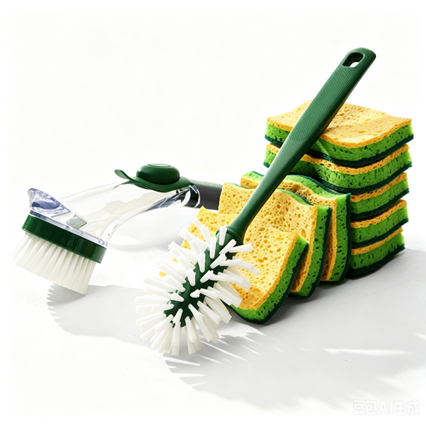 Eyliden Kitchen Cleaning Tool Set, 3-Pack Scrub Brush Kit with Sponges