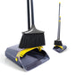 Eyliden Upgrade Design Broom and Dustpan Set, Long Handle Broom with Standing Dustpan Comb Set for Home Kitchen Room Office Lobby Floor, Dark Grey and Yellow