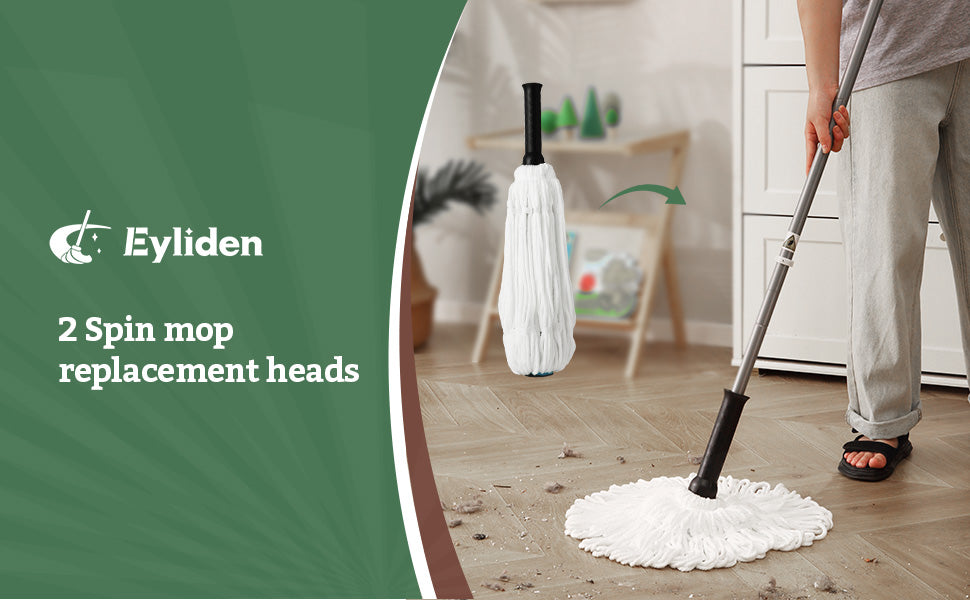 Eyliden Microfiber Replacement Refill Cotton & Microfiber Mop Pad Cloth Heads, 14in