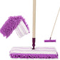 Eyliden Dust Mop with 52" Long Handle for Wooden Floor Cleaning with Total 2 Extra Microfiber & Chenille Replacement Mop Pads for Wood Tiles Hardwood Wet & Dry Mopping (Purple)