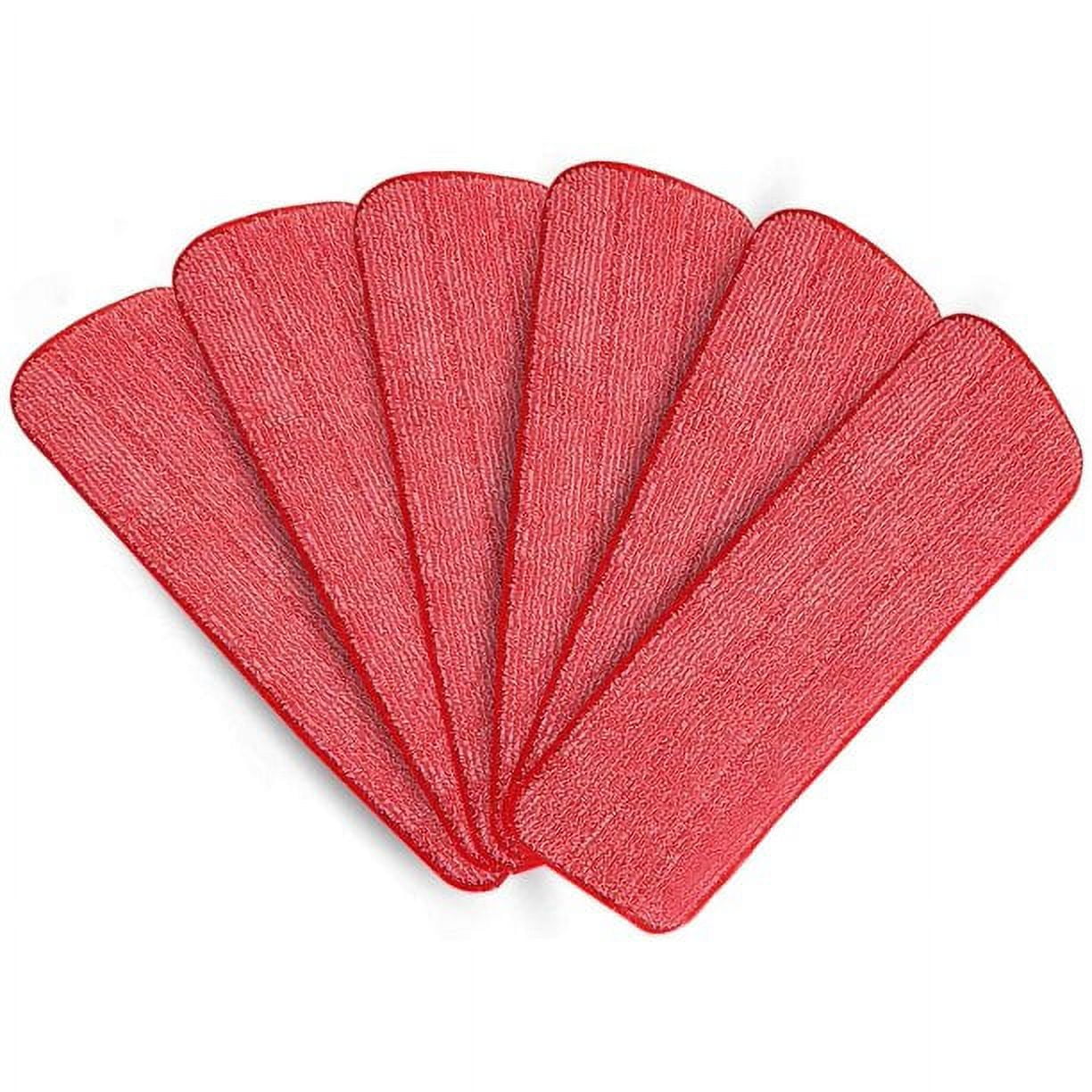 Eyliden Microfiber Spray Mop Pads Washable 6X Replacement Heads,16.5" Wet and Dry for Floor Cleaning Reveal Pad,Red