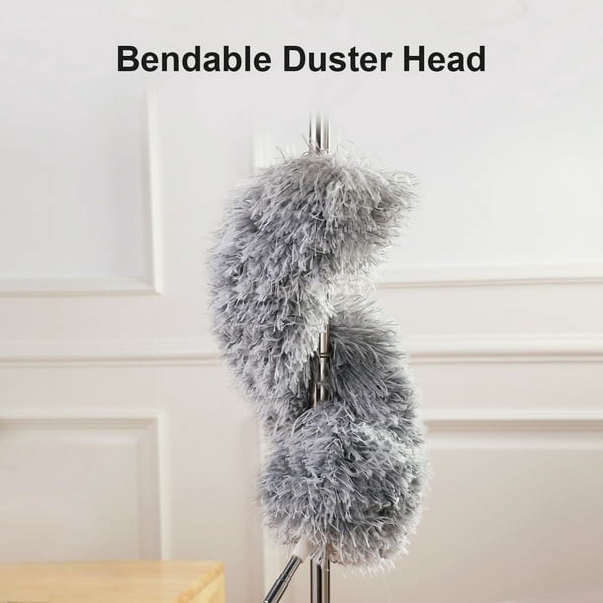 Eyliden Microfiber Duster with 1 Retractable Adjustable Rod to 100 in, 1 Washable, Bendable, Reusable Duster Head, 1 Count