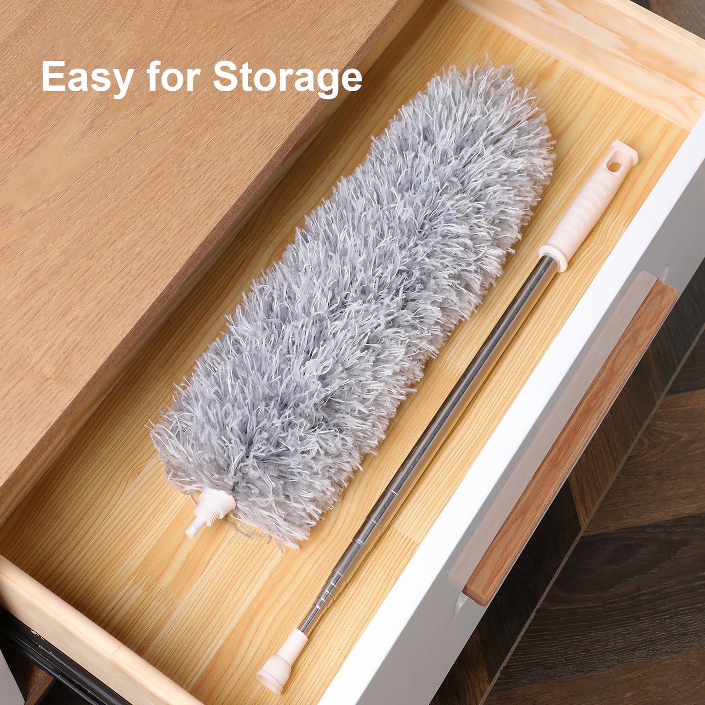 Eyliden Microfiber Duster with 1 Retractable Adjustable Rod to 100 in, 1 Washable, Bendable, Reusable Duster Head, 1 Count
