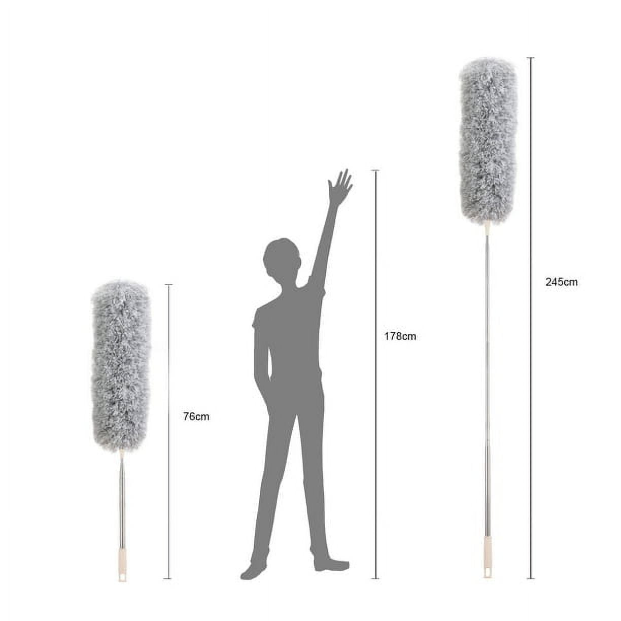 Eyliden Microfiber Duster with 1 Retractable Adjustable Rod to 100 in, 1 Washable, Bendable, Reusable Duster Head, 1 Count