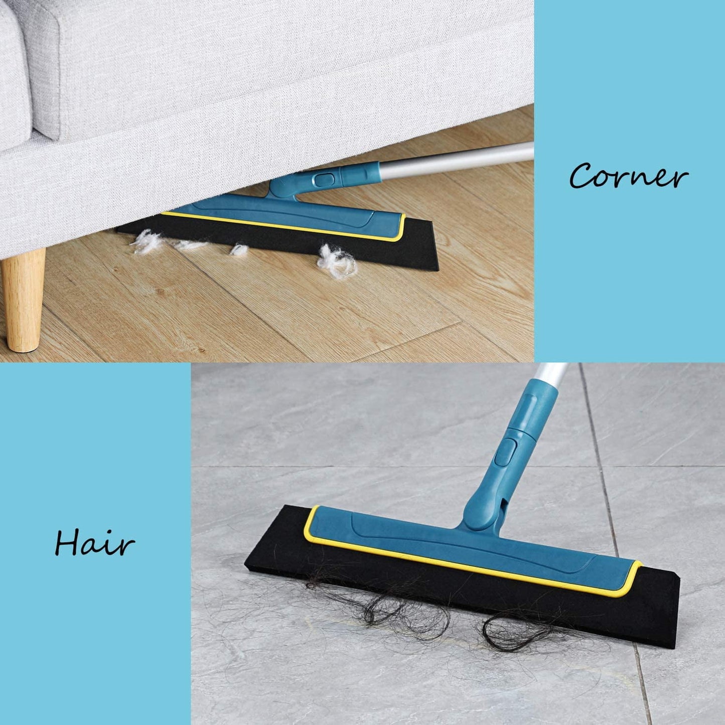 Eyliden Floor Squeegee with 51" Long Handle to Remove Water for Bathroom Navy