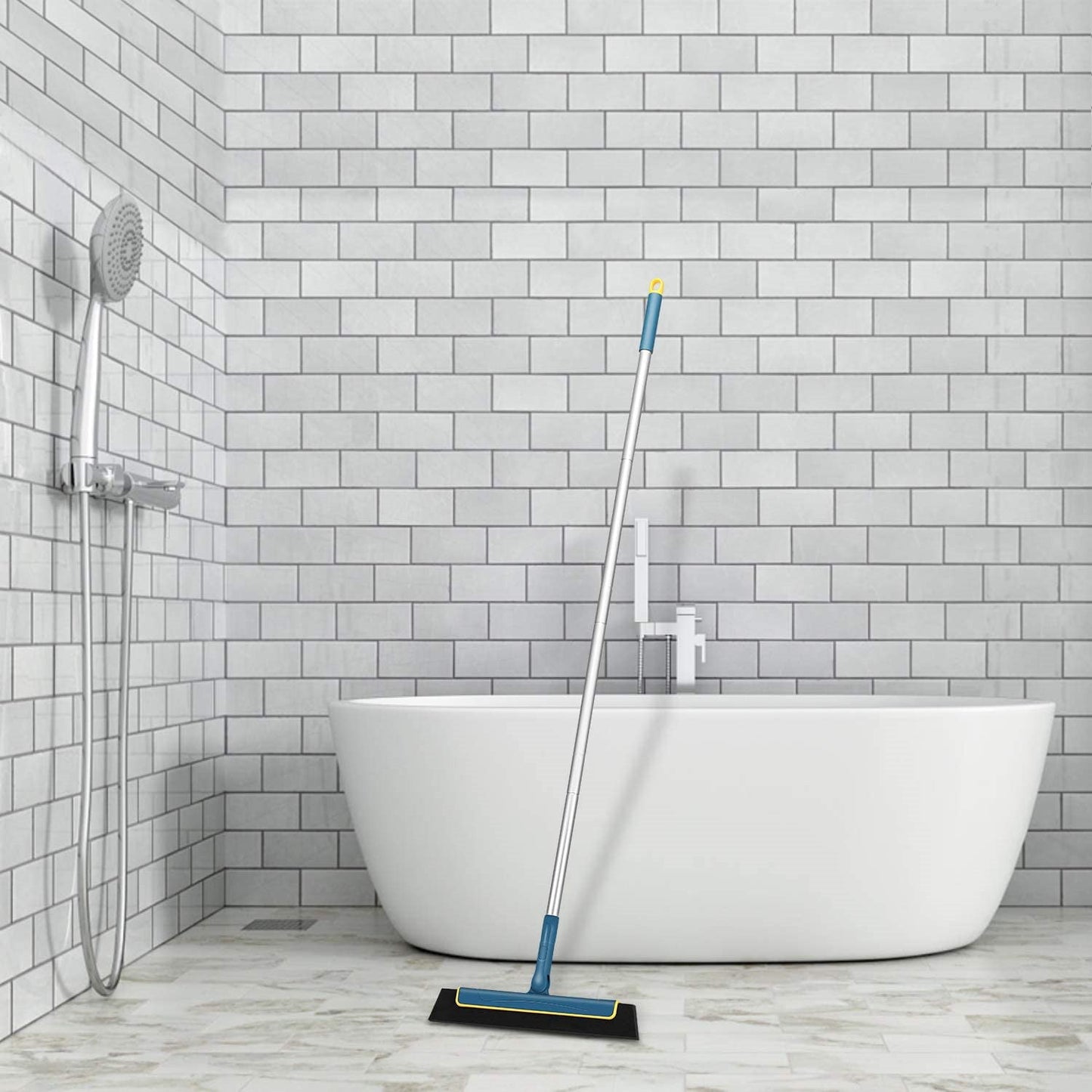Eyliden Floor Squeegee with 51" Long Handle to Remove Water for Bathroom Navy