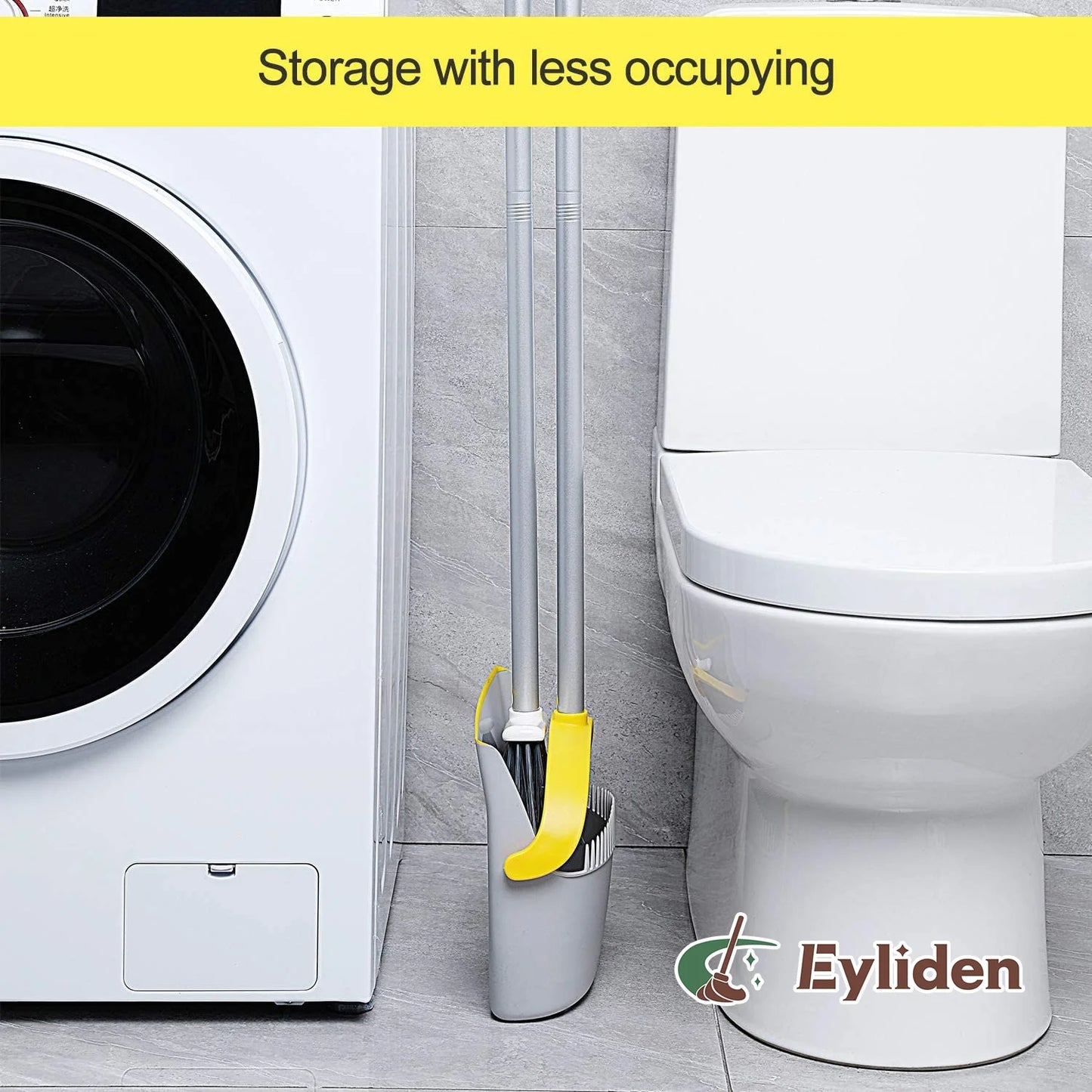 Broom and Dust Pan Set Bristles Upright Stand up Light Weight Long Handle Broom Comb Indoor Outdoor Perfect for Home Kitchen Room Office Lobby Floor Pet Hair Rubbish 52" Broom