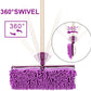 Eyliden Dust Mop with 52" Long Handle for Wooden Floor Cleaning with Total 2 Extra Microfiber & Chenille Replacement Mop Pads for Wood Tiles Hardwood Wet & Dry Mopping (Purple)