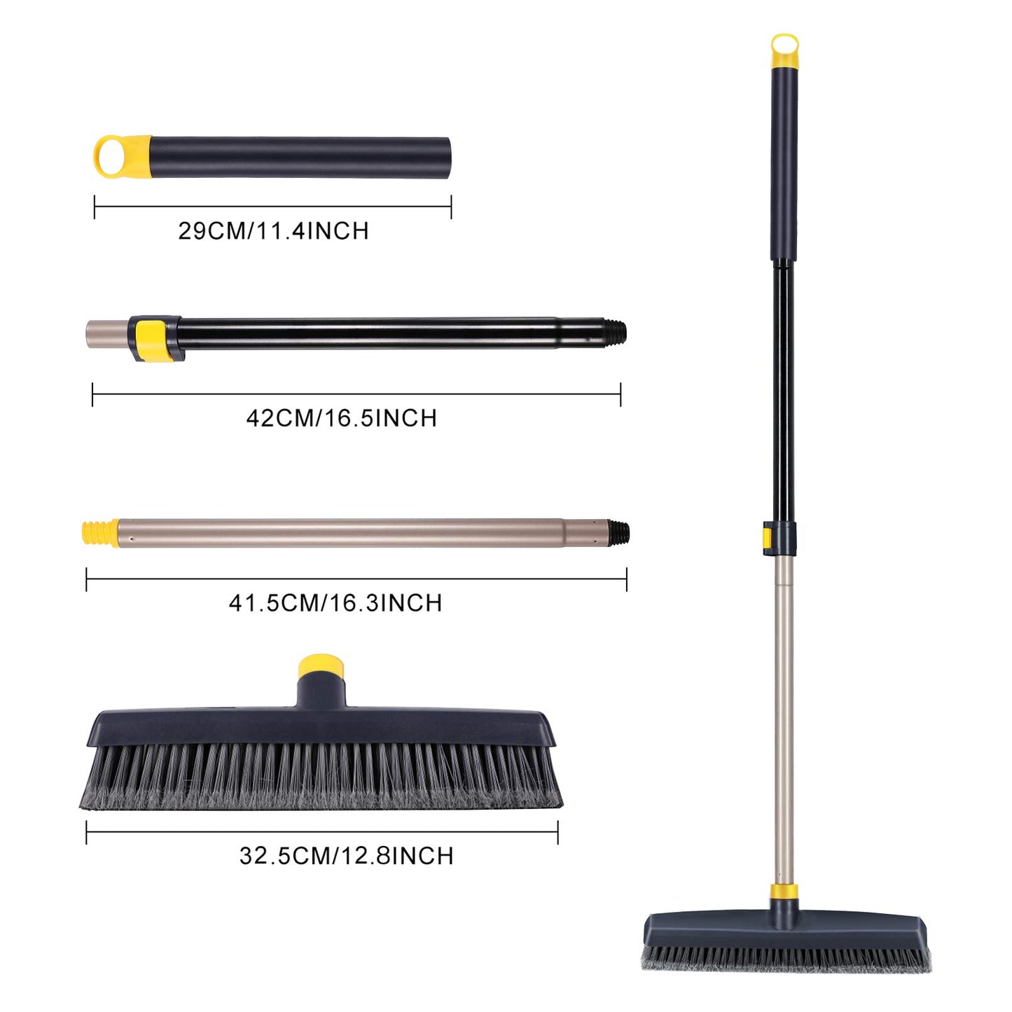 Push Broom Brush Stiff Bristles 54in Long Adjustable Handle