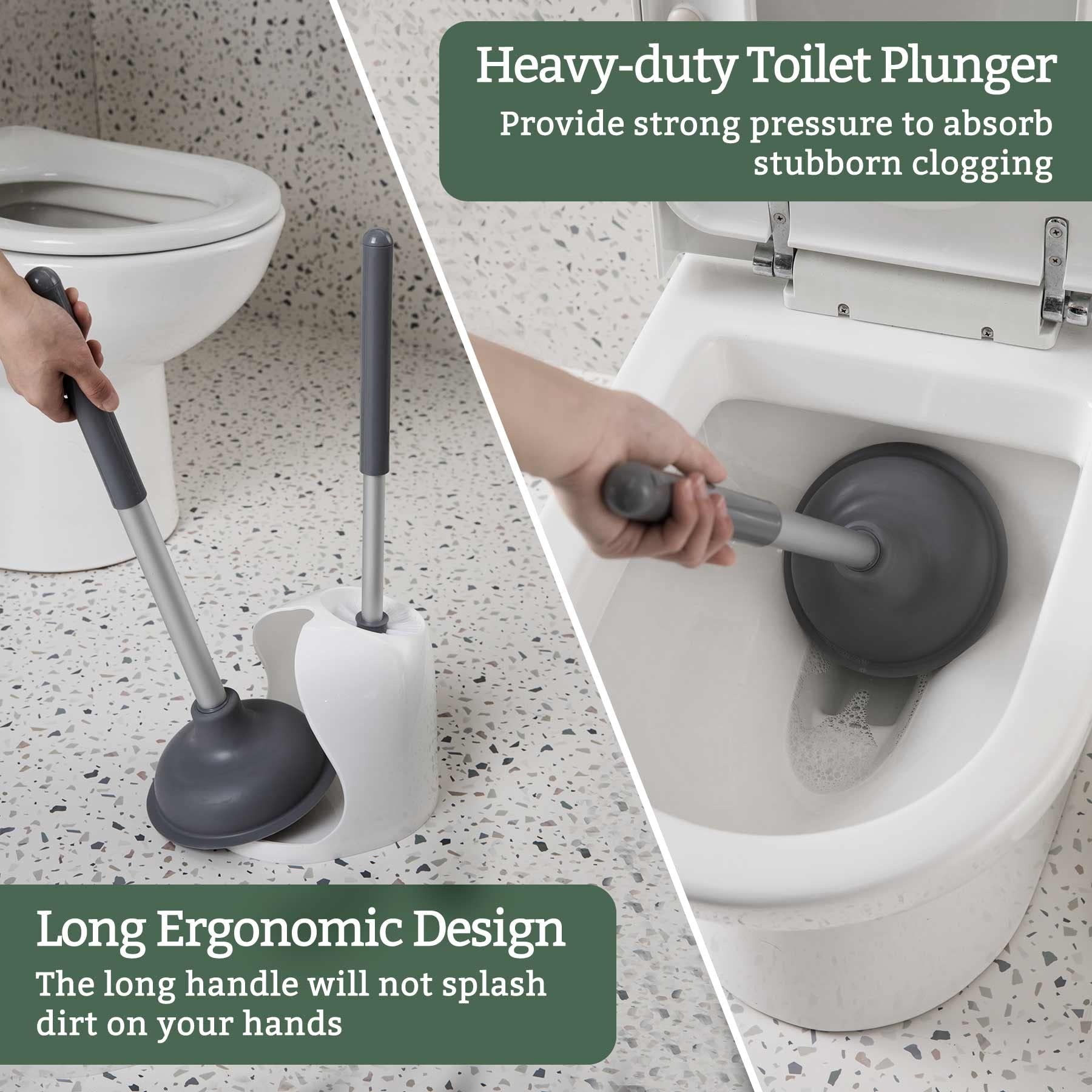 Eyliden Toilet Plunger and Brush Combo with Holder, 2 in 1 Toilet Bowl