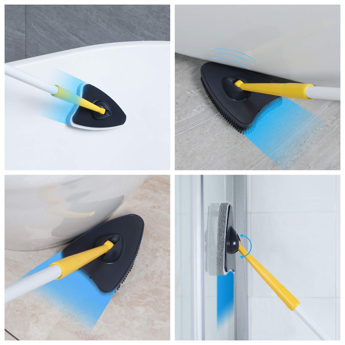 Tub Tile Scrubber Brush with 2 Scouring Pads 1 TPR Brush Head No Scratch for Cleaning Bathroom Kitchen Toilet Wall Tub Tile Sink
