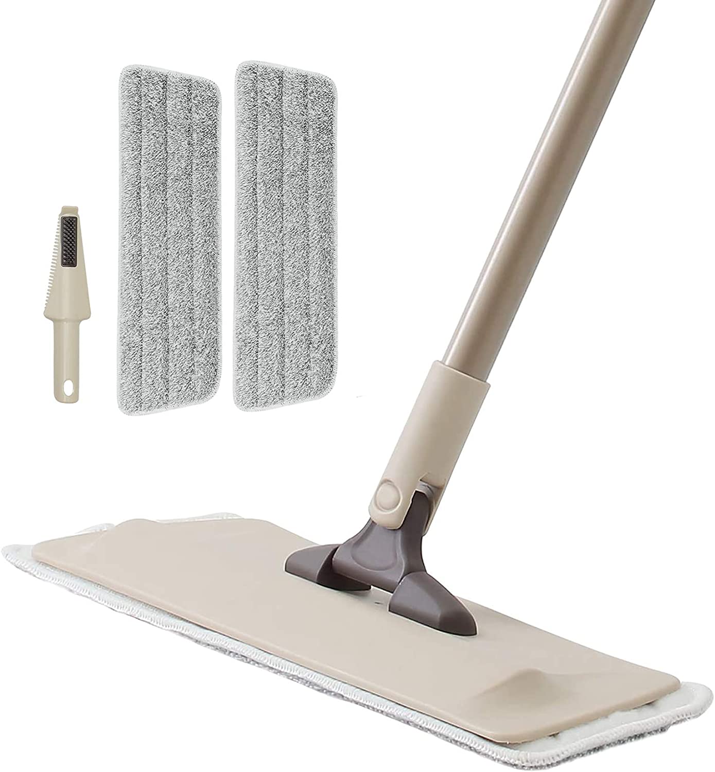 Eyliden Mop for Floor Cleaning with 2pcs Microfiber Machine Washable and Easy to Remove Mops Pads - 360° Rotating Head, Cleaning Scraper, Telescopic Handle Flat Mop - for Hardwood Laminate Tile Floors