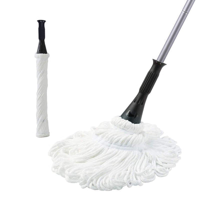 Eyliden Mop with 2 Reusable Heads, Easy Wringing Twist Mop, with 57.5 inch Long Handle, Wet Mops for Floor Cleaning, Commercial Household Clean Hardwood, Vinyl, Tile, and More (Silver, Red, Blue, Grey)